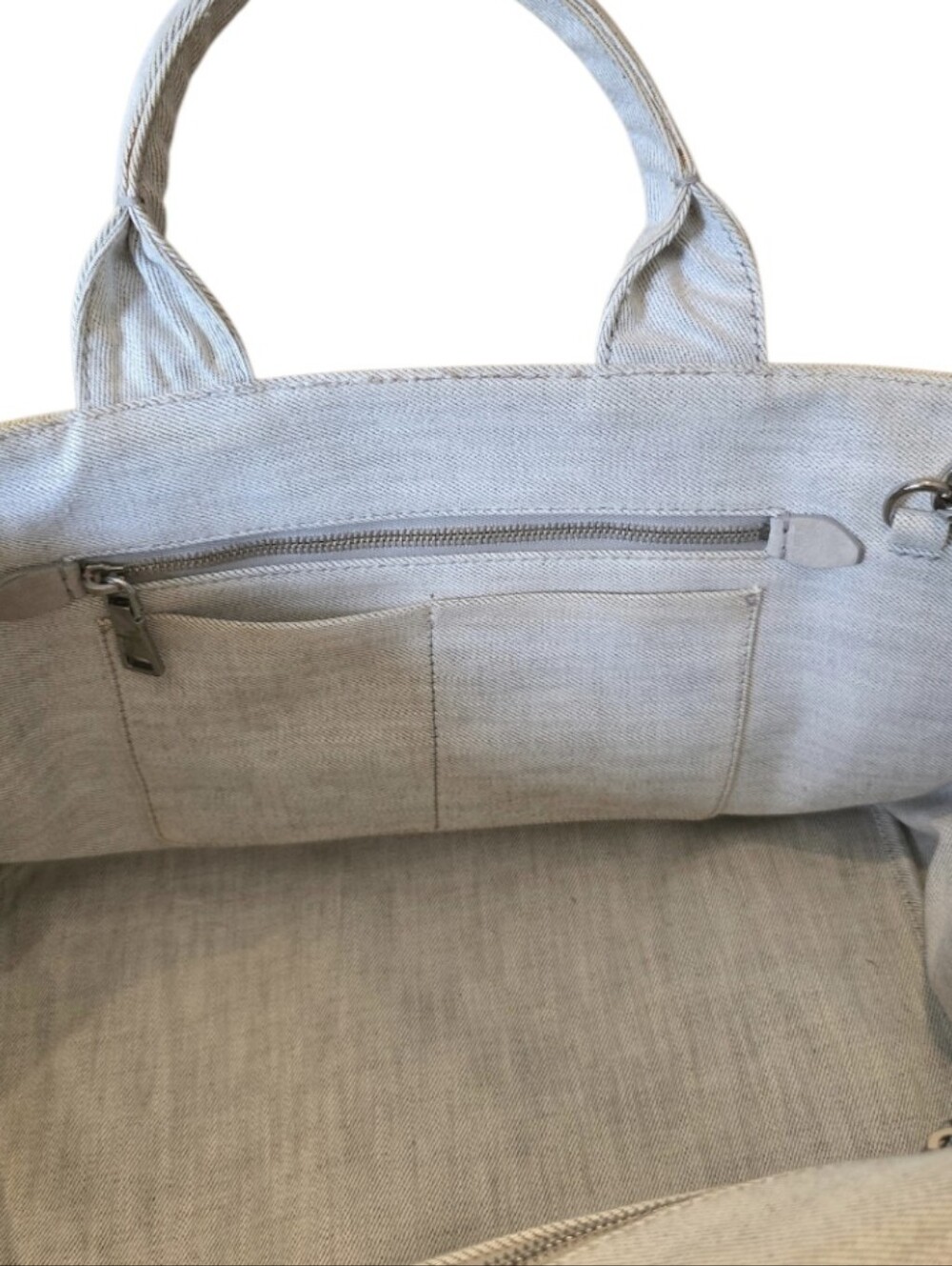 Prada Crystal Studded Lg Canapa Denim Tote w/ Card & Crossbody Strap in EUC - Picture 12 of 16